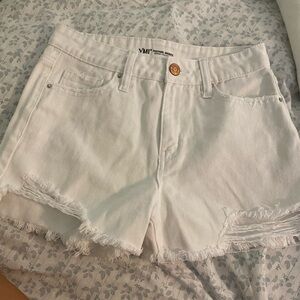 YMI Festival White Jean Shorts Distressed Raw-Edge Hem size 1/25